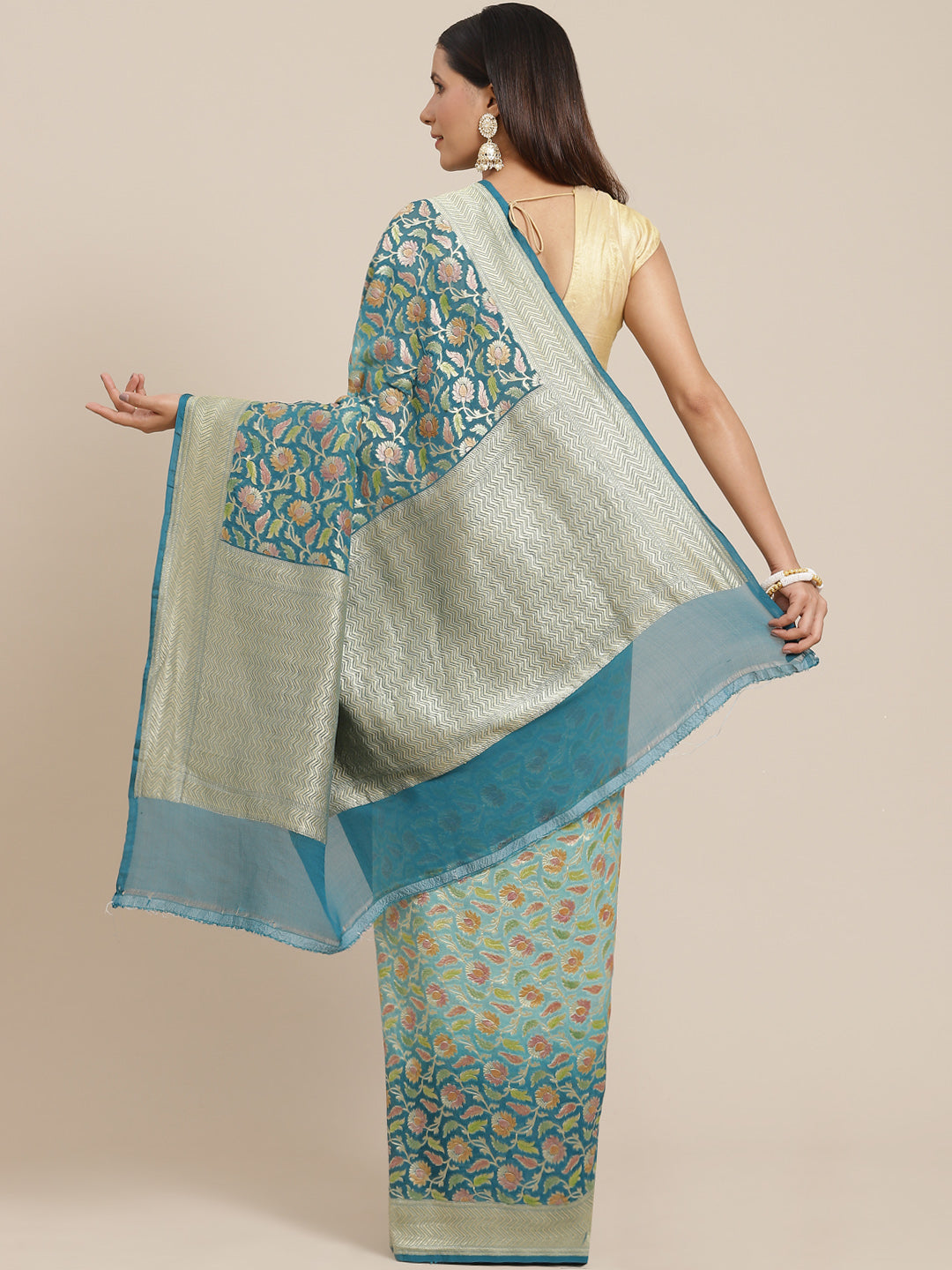 Women's Khaddi Georgett Meenakari Saree - Varanasi - Indiakreations