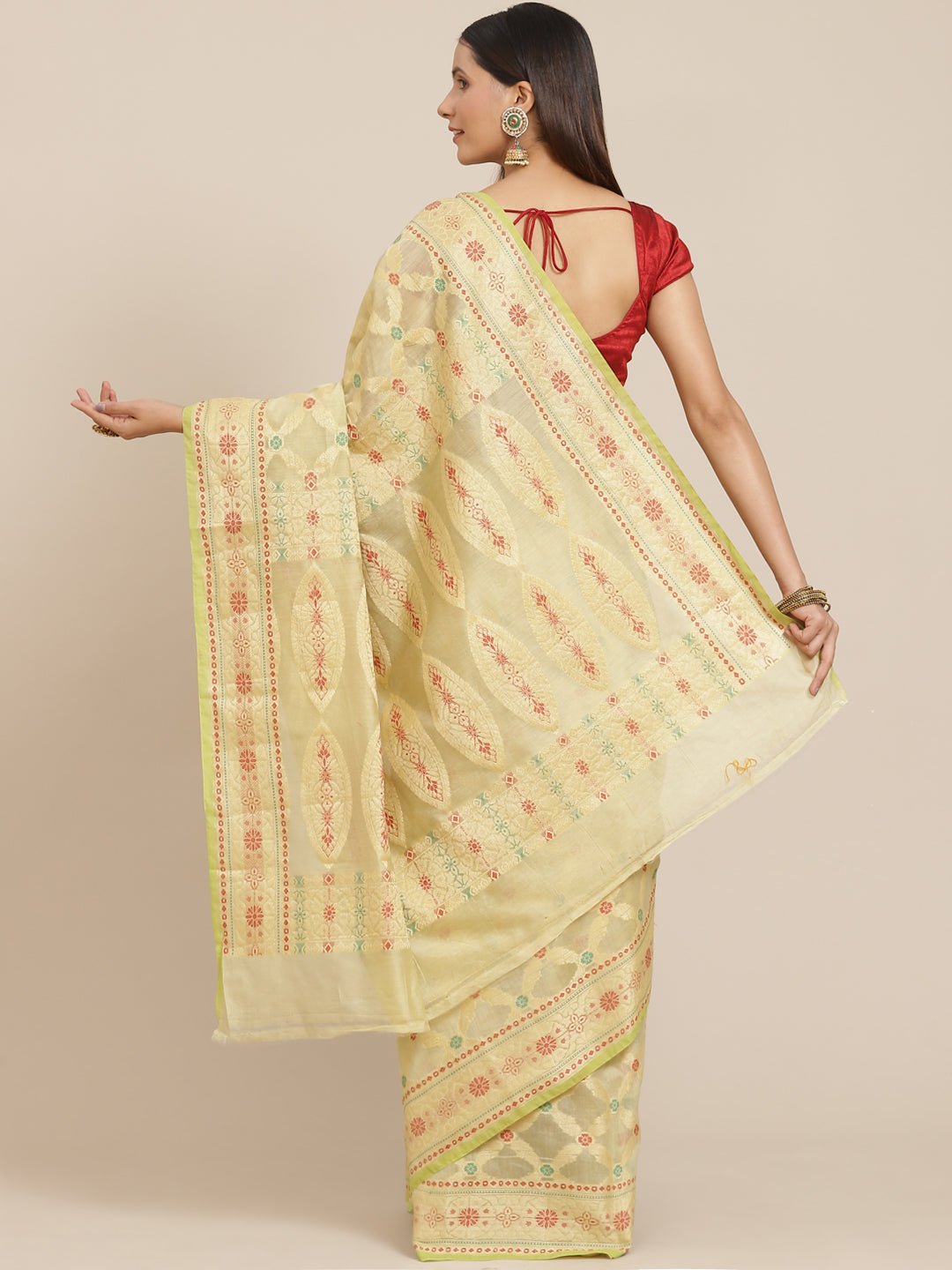 Women's Pure Cotton Silk Blended Saree - Varanasi - Indiakreations