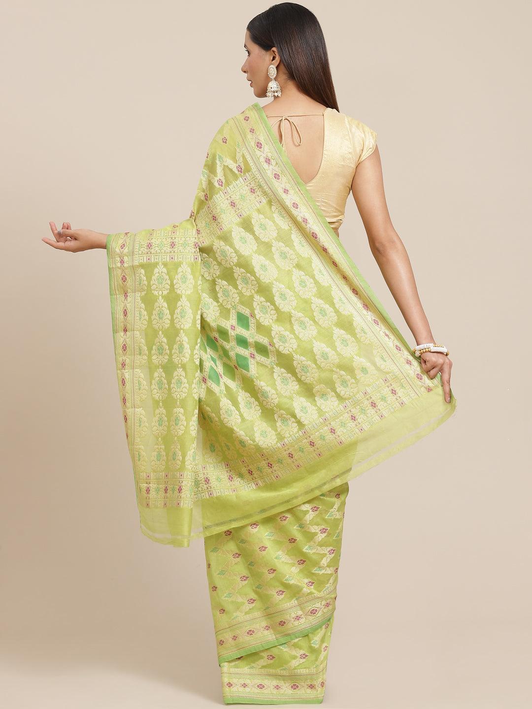 Women's Pure Cotton Silk Blended Saree - Varanasi - Indiakreations