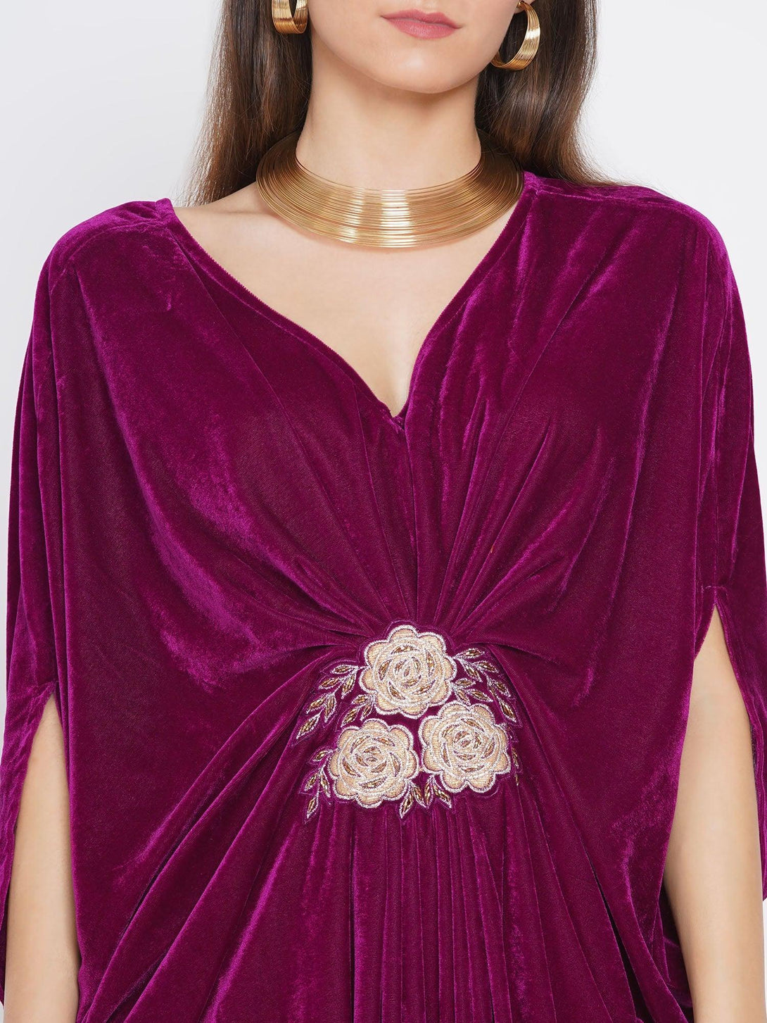 Women's Wine Velvet Dress - Women Republic - Indiakreations