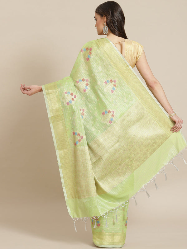 Women's Green Tissue Silk Saree - Varanasi - Indiakreations