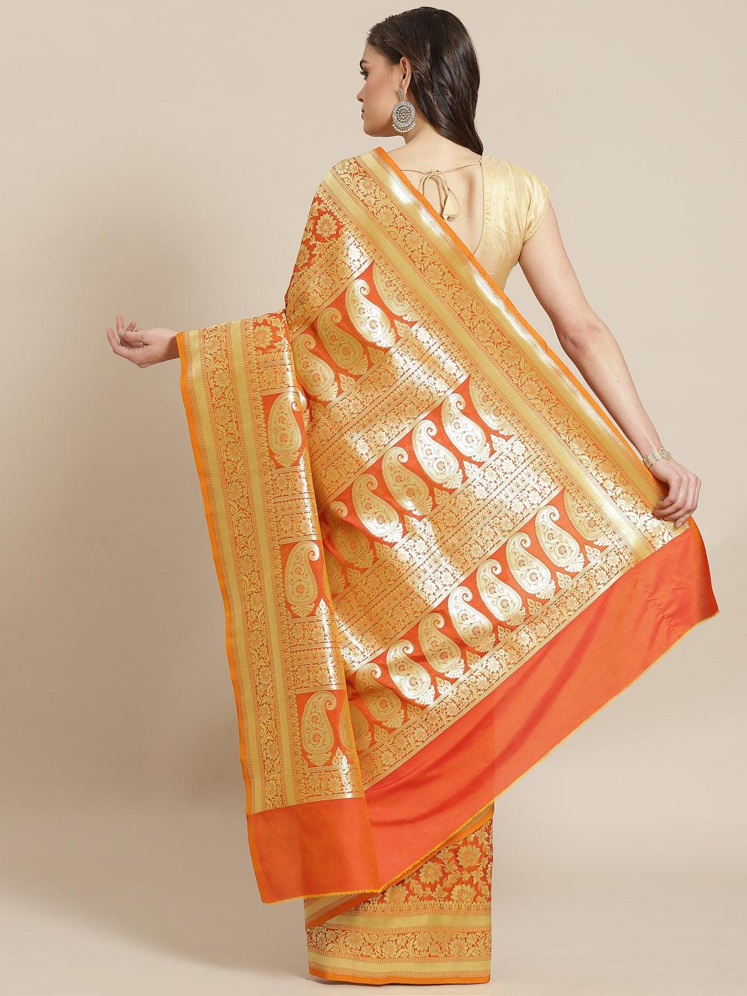 Women's Mustard Semi Silk Zari Woven Saree - Varanasi - Indiakreations