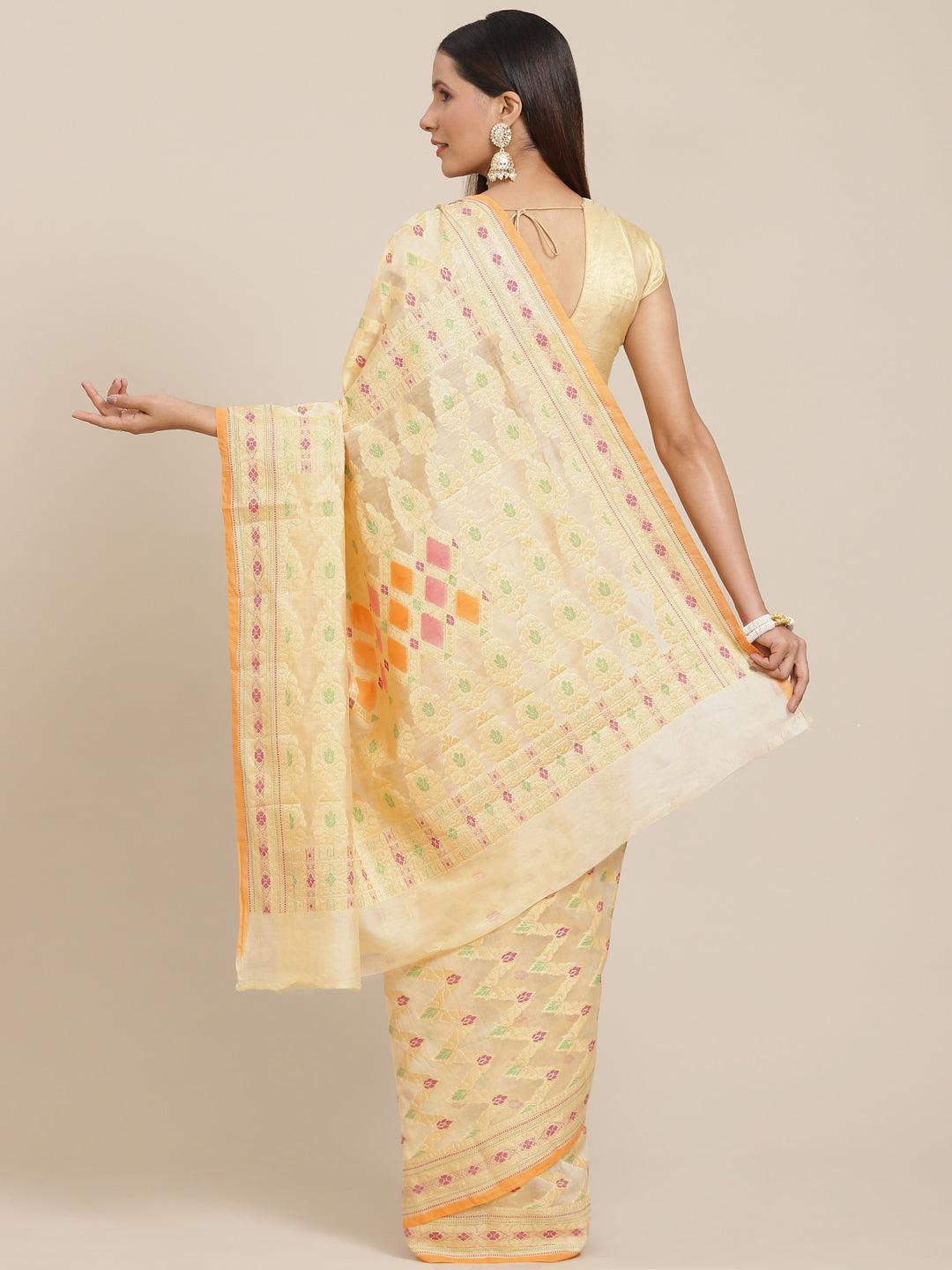 Women's Pure Cotton Silk Blended Saree - Varanasi - Indiakreations