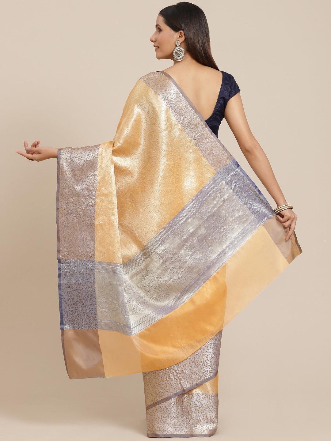 Women's Semi Silk Tanchui Saree - Varanasi - Indiakreations