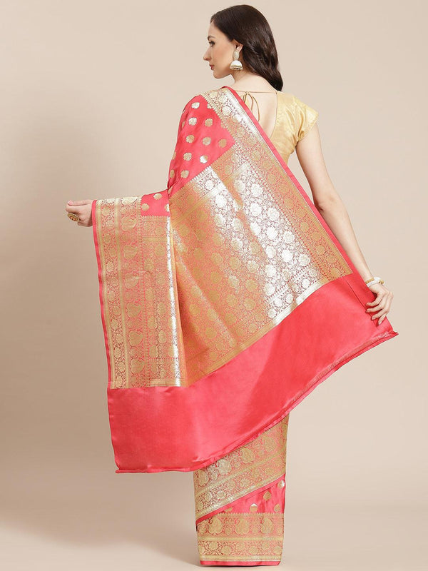 Women's Red Semi Silk Cutwork Saree - Varanasi - Indiakreations