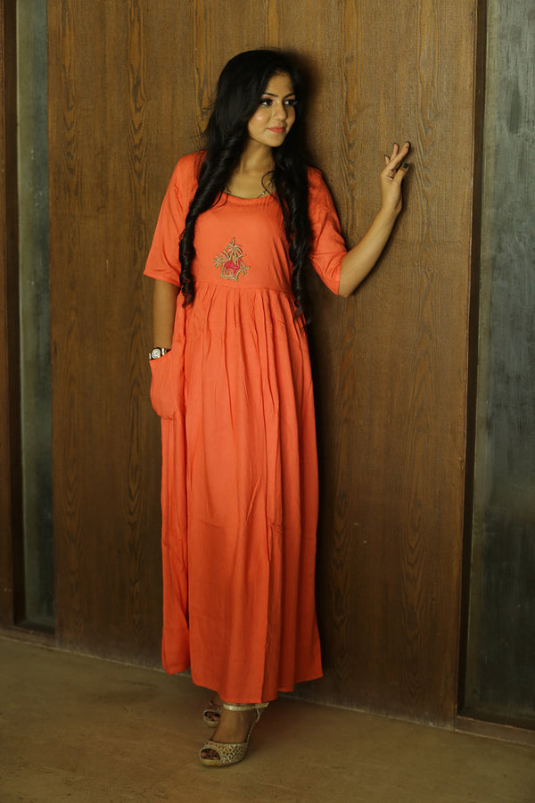 Orange Rayon Kurti