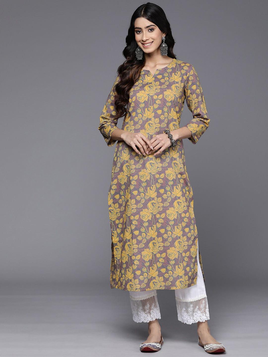 Varanga Floral Printed Pure Cotton Kurta - Indiakreations