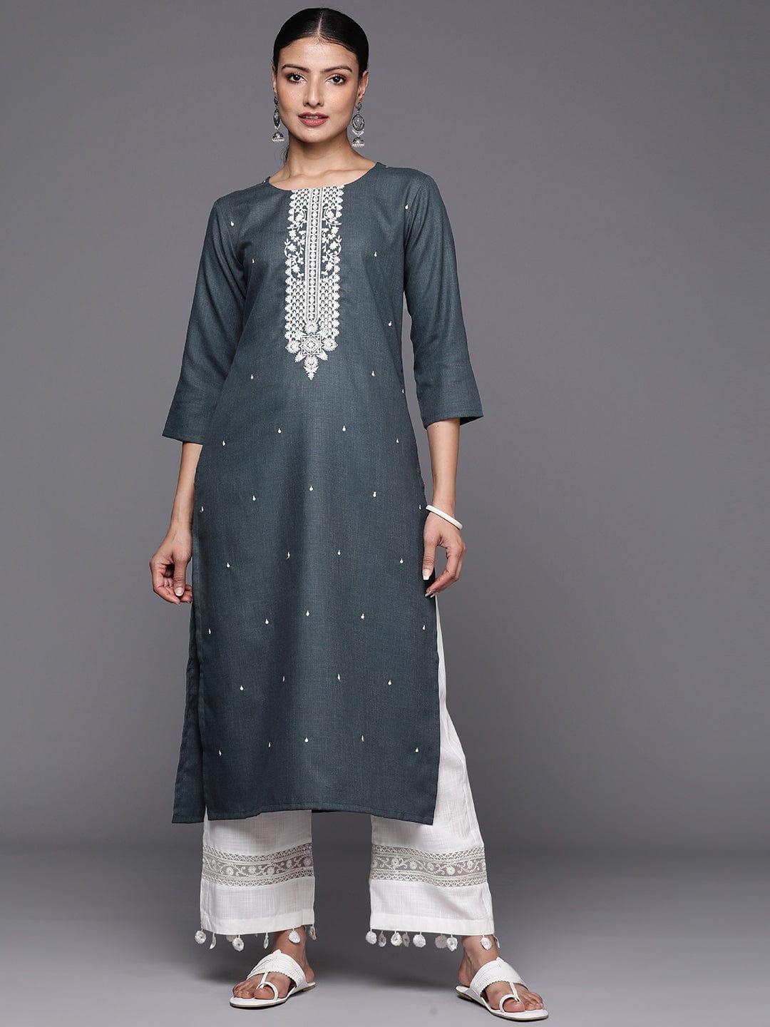 Varanga Women Embroidered Thread Work Floral Kurta - Indiakreations