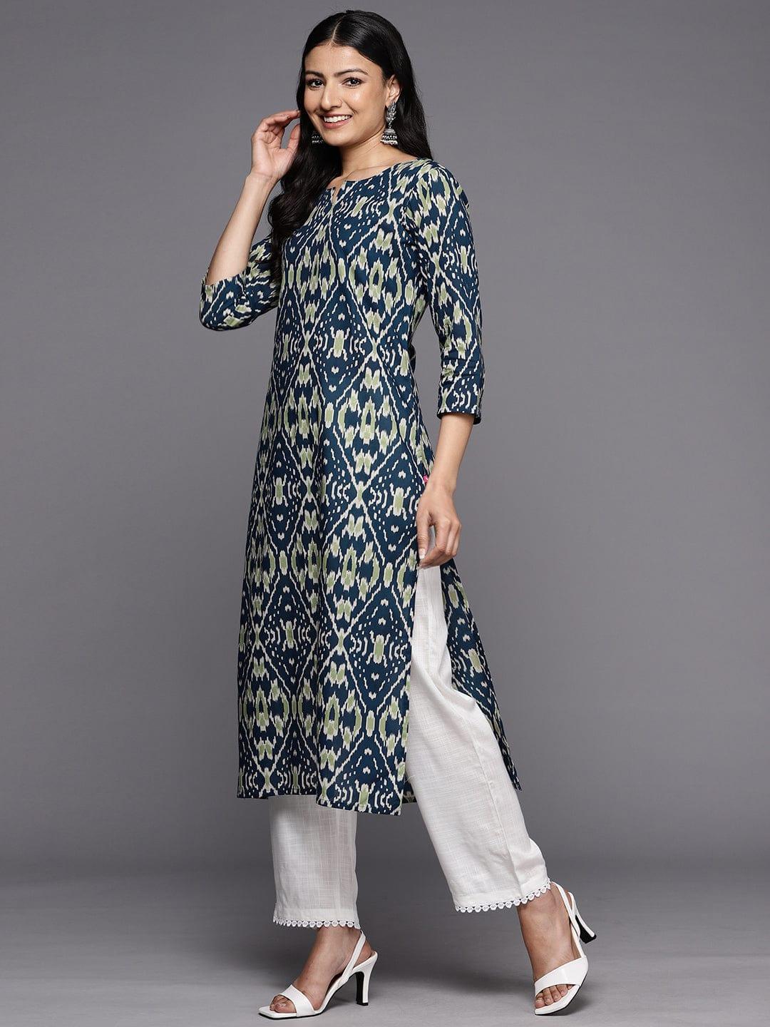 Varanga Printed Indigo Pure Cotton Kurta - Indiakreations