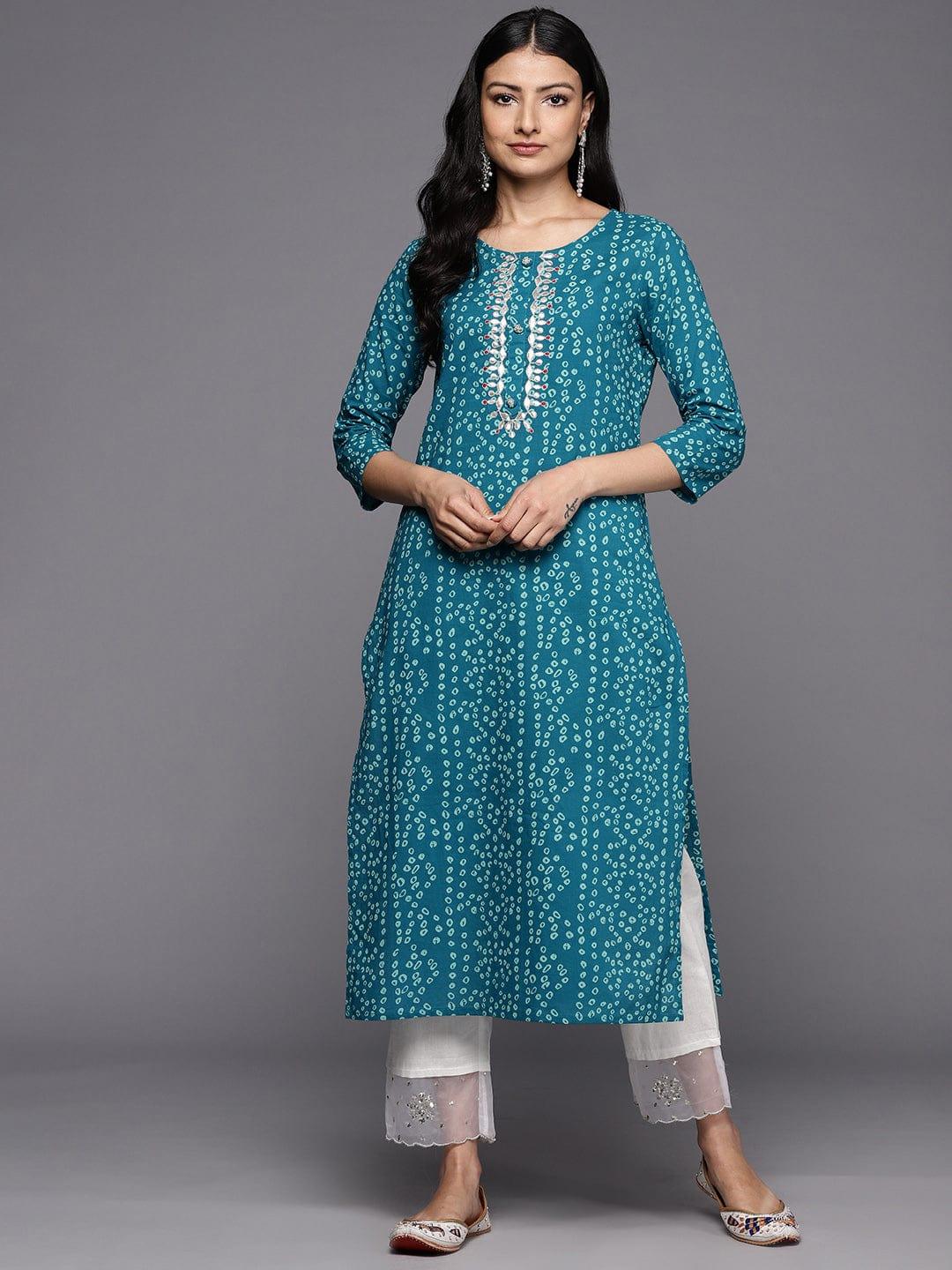 Varanga Bandhani Printed Gotta Patti Pure Cotton Kurta - Indiakreations