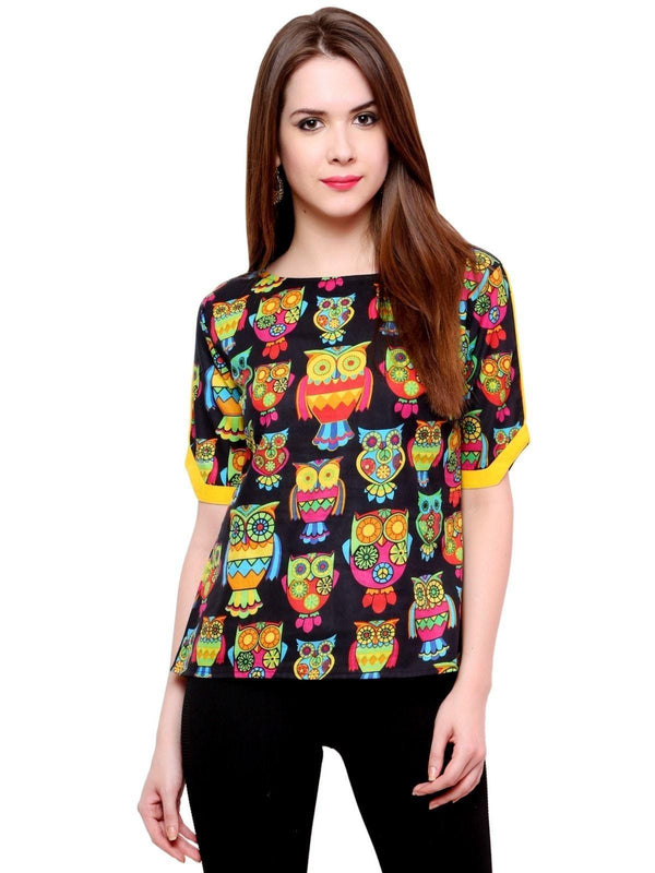 Women's Owl Print Top - Pannkh - Indiakreations