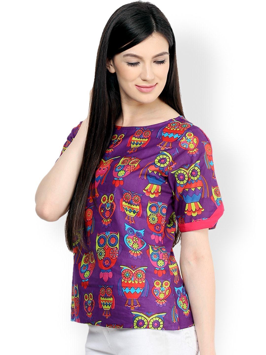 Women's Owl Print Top - Pannkh - Indiakreations