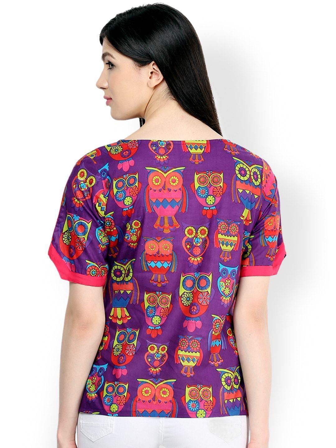 Women's Owl Print Top - Pannkh - Indiakreations