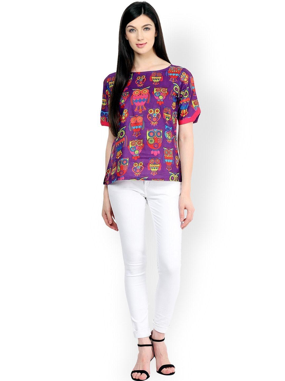 Women's Owl Print Top - Pannkh - Indiakreations