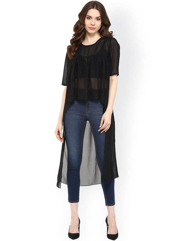 Women's Black Cape Top - Pannkh