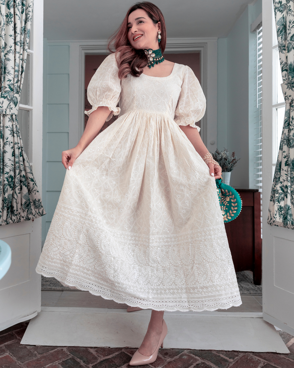 White Aroma Embroidery Dress | Rescue