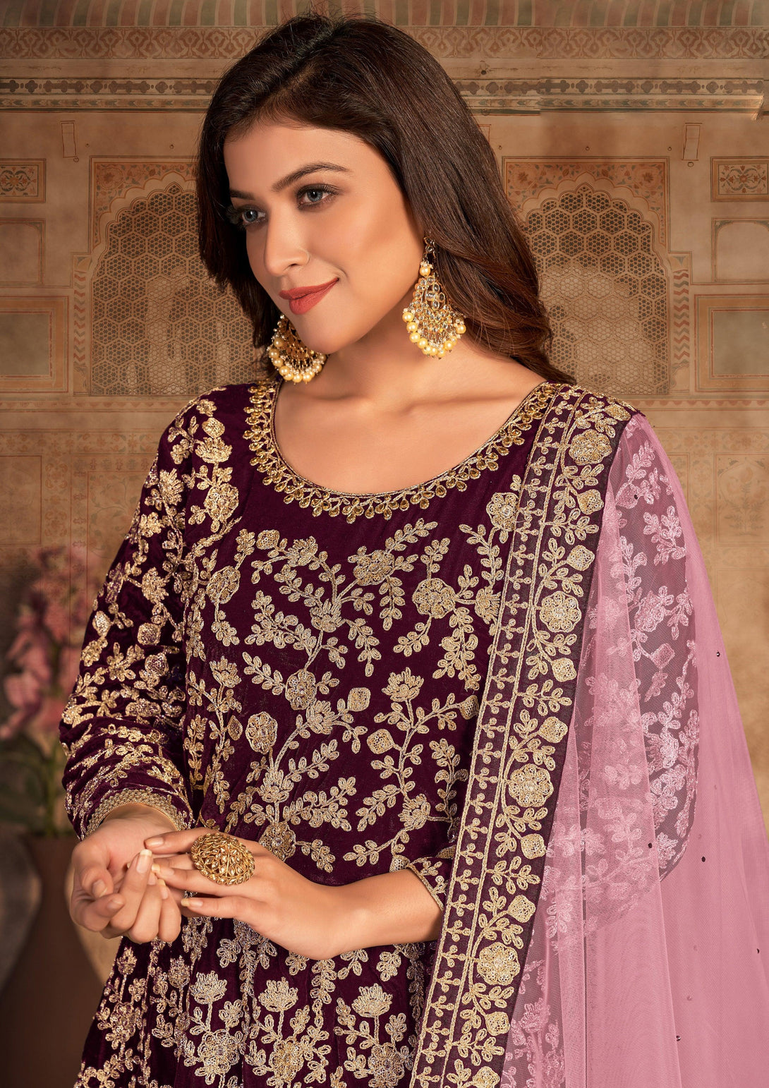 Maroon Party Wear Semi-Stitched Anarkali - Indiakreations