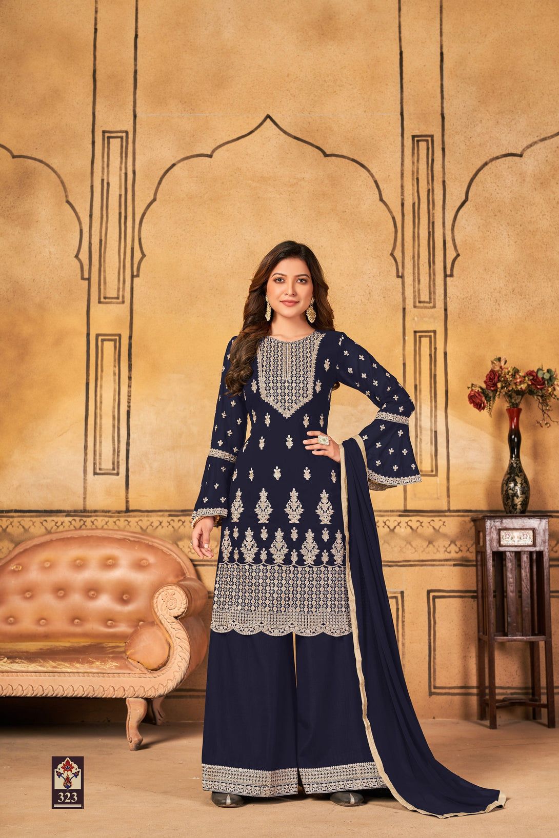 Gorgeous Royal Blue Heavy Designer Zari Embroidery Kurta Bottom With Dupatta - Indiakreations