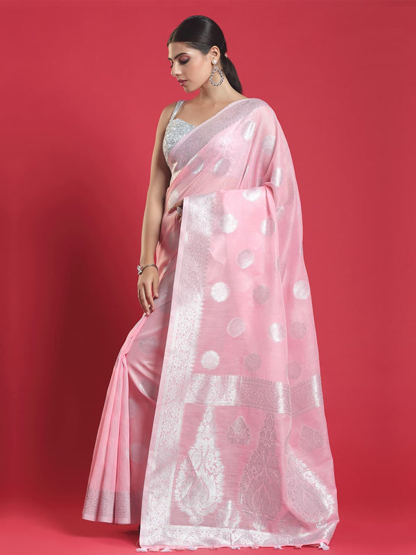 Beautiful Pink Cotton Silk Saree