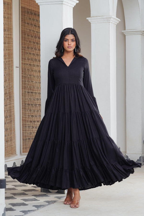 Black frill tier Maxi - Indiakreations