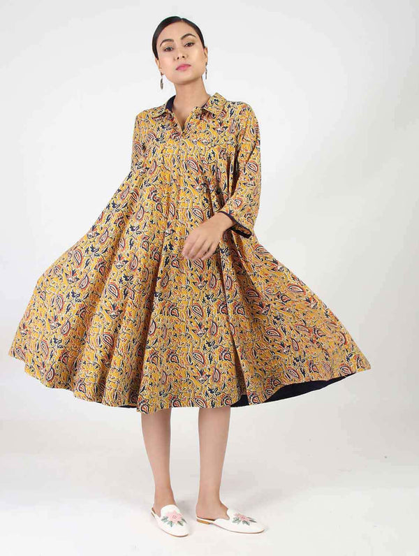 Women's Kalamkari Dress Flared - InWeave