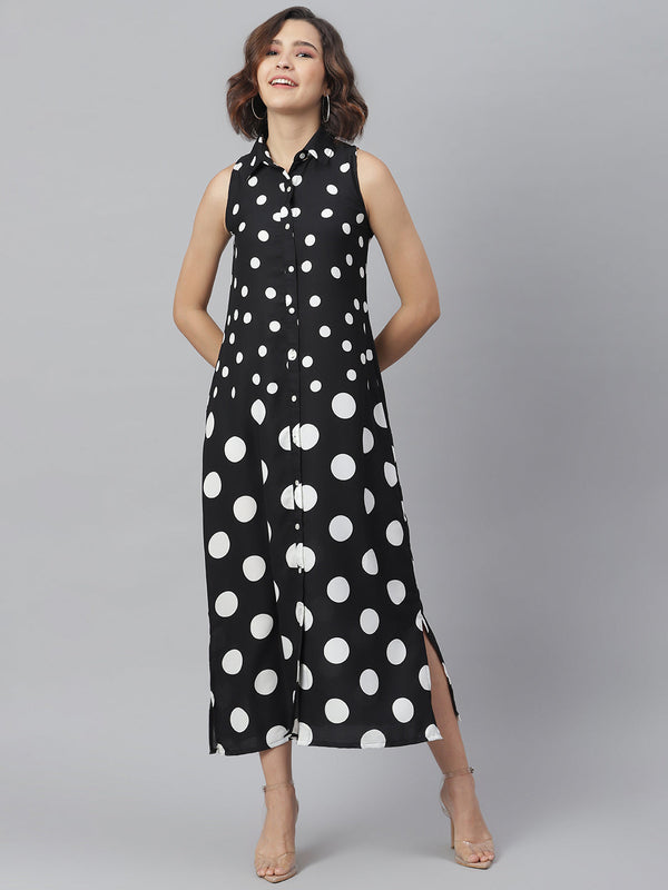 Women's Black & White Polka Maxi - StyleStone