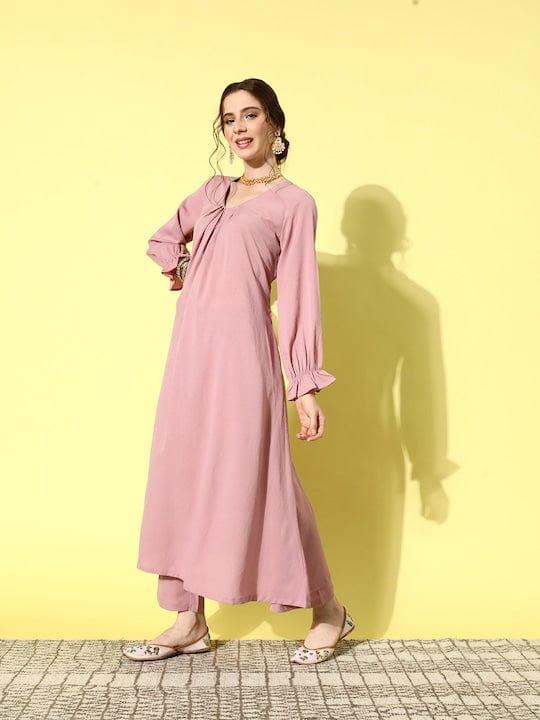 Varanga Mauve Empire Kurta with Trousers - Indiakreations