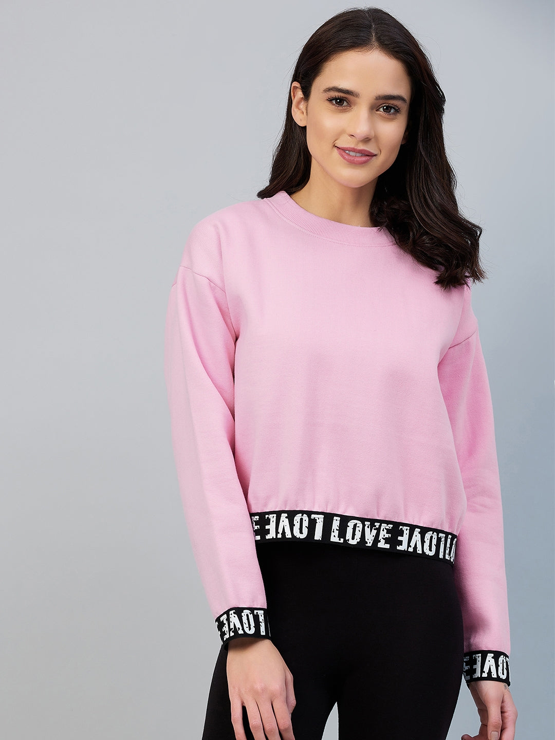 Women's Pink Love Taped Sweatshirt - Stylestone