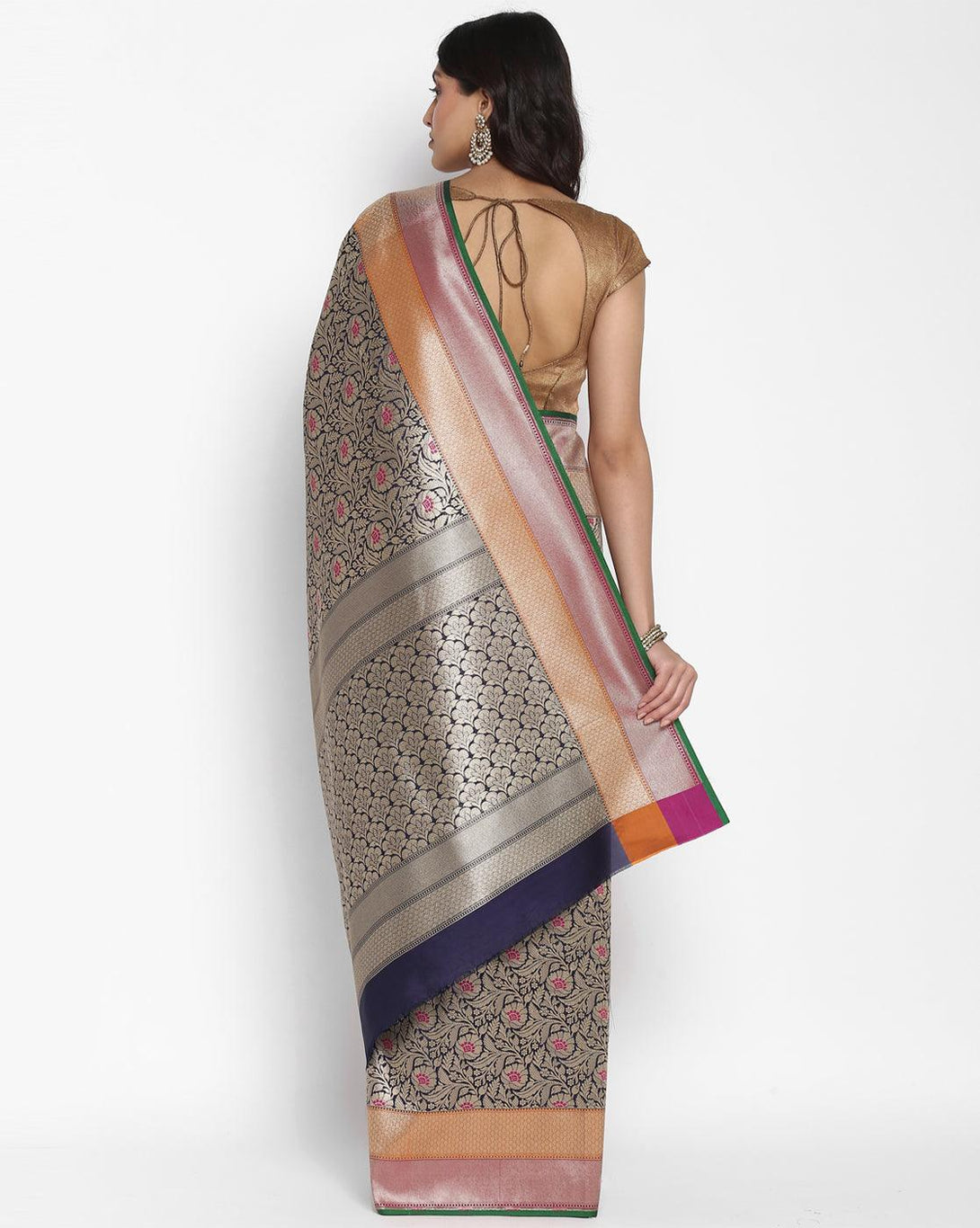 Women's Semi Kataan Silk Meena Tanchui Saree - Varanasi - Indiakreations