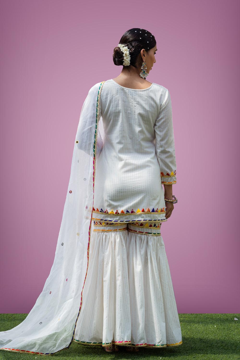 Mehfil White Gharara Set - Indiakreations