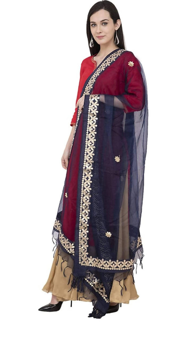 Women's Orgenza Gotta Patti Navy Blue Dupatta & Chunni Mfd0020 - Moeza