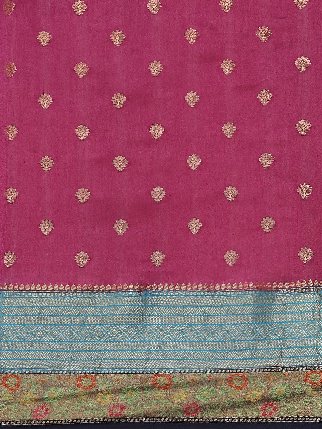 Women's Pure Chinia Silk Jamdaani Saree - Varanasi - Indiakreations