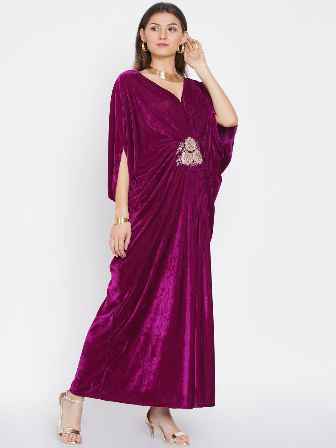 Women's Wine Velvet Dress - Women Republic - Indiakreations