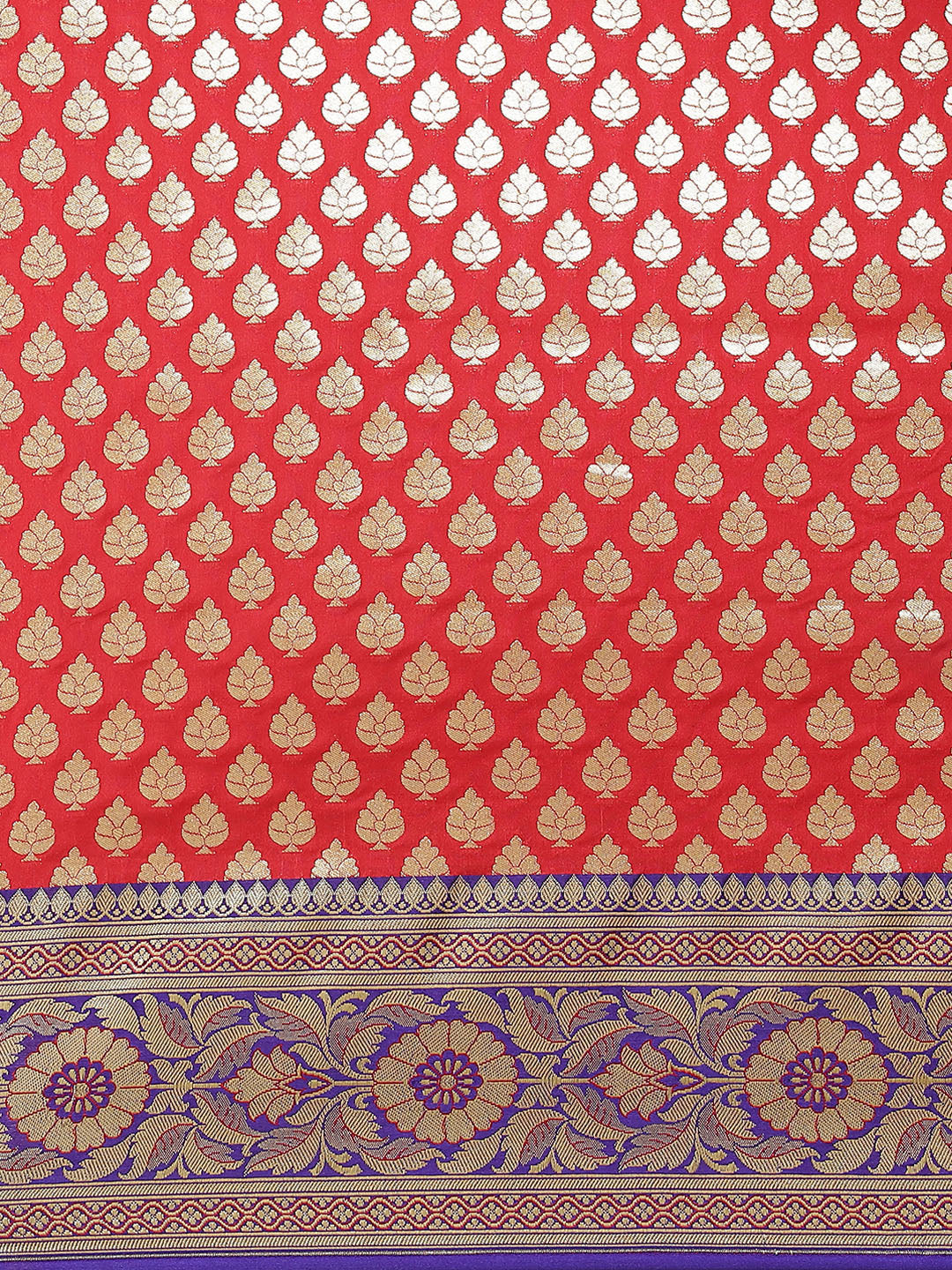 Women's Red Semi Silk Zari Woven Saree - Varanasi - Indiakreations