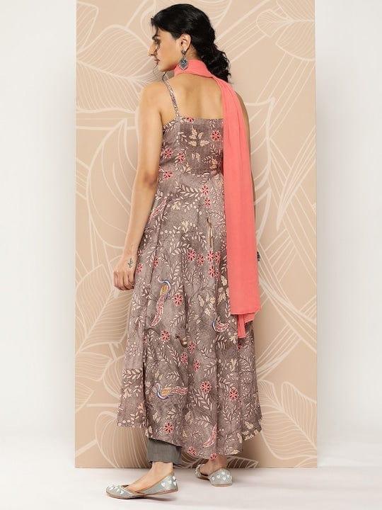 Varanga Floral Printed Kurta With Trousers & Dupatta - Indiakreations