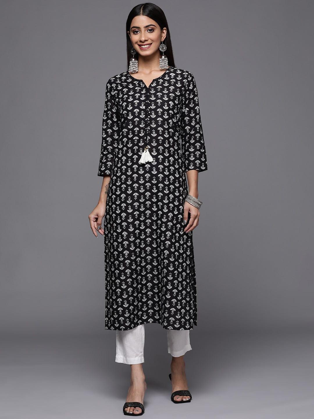 Varanga Women Floral Screen Printed Cotton Straight Kurta - Indiakreations