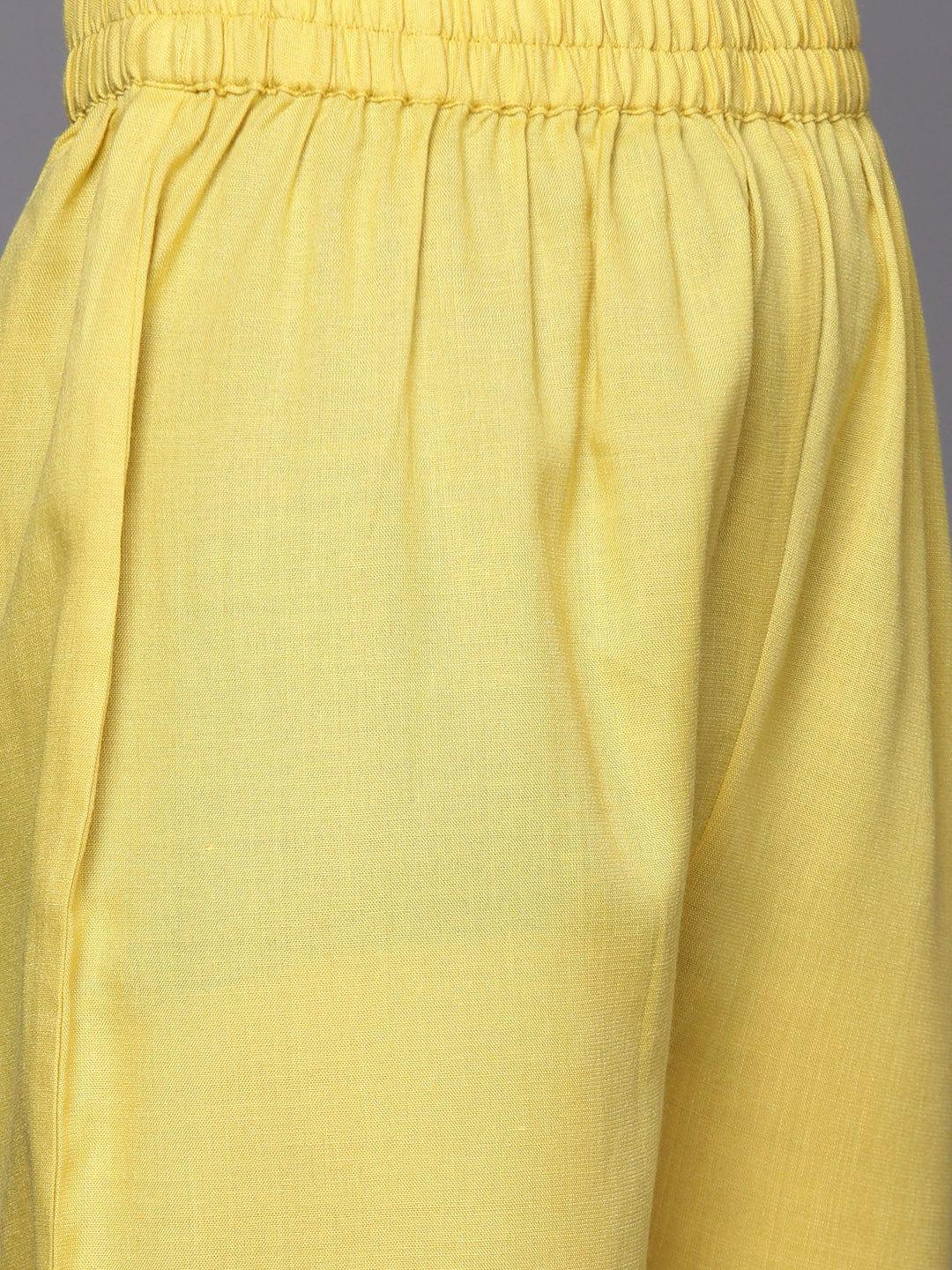 Varanga Women Yellow Striped Sequinned Kurta with Trousers & With Dupatta - Indiakreations