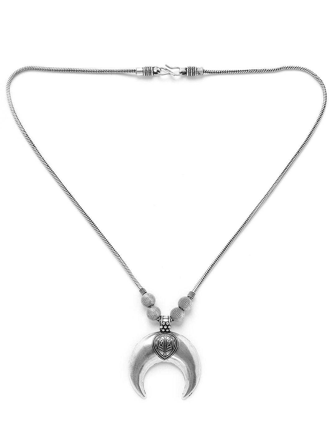 Women's German Silver-Toned Half moon Necklace - Jazz and Sizzle - Indiakreations