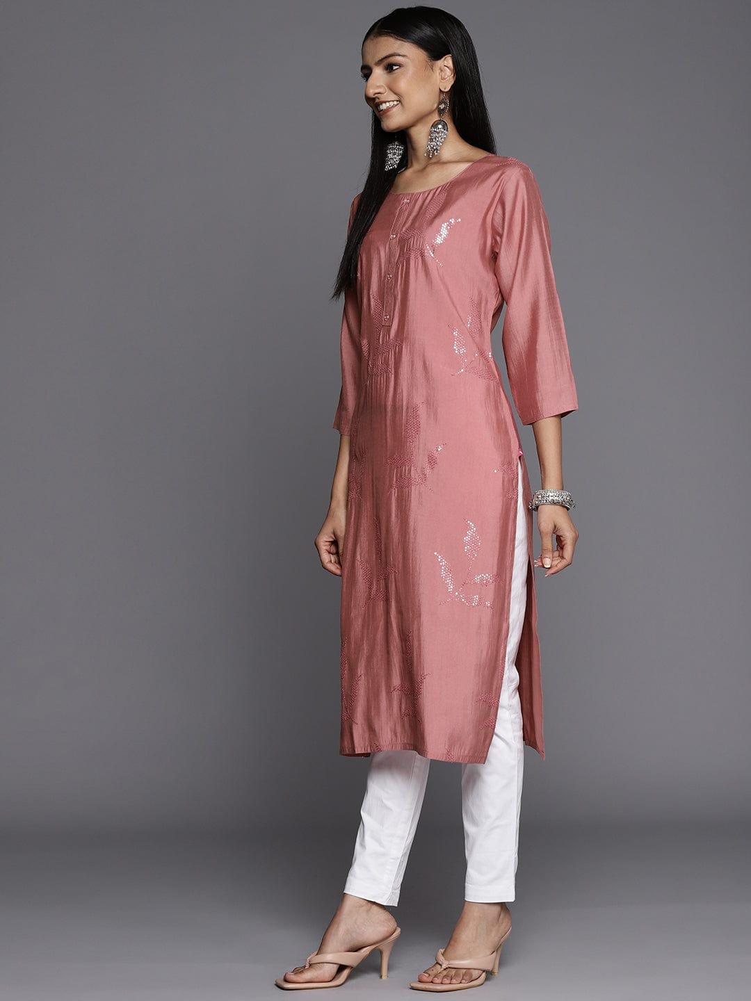 Varanga Women Peach-Coloured Embellished Kurta - Indiakreations