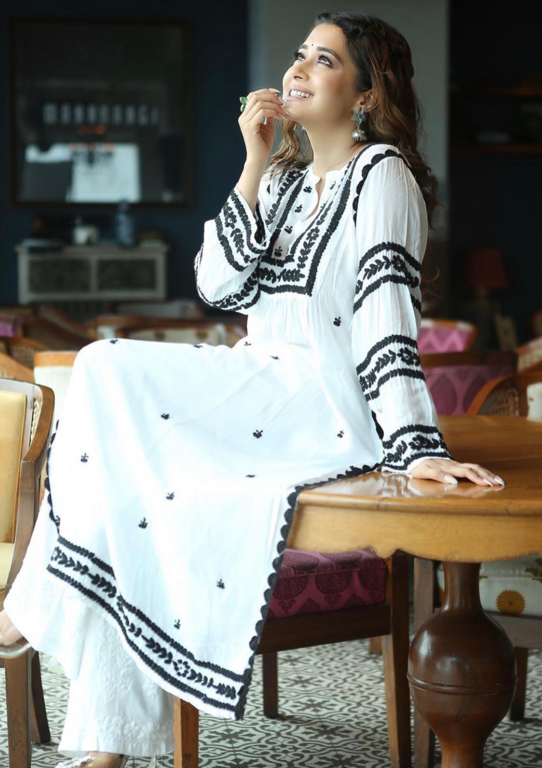 Adila Muslin Straight Kurta in White colour