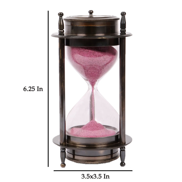 Antique Brass Kelvin and Hughes Sand Timer with Both Side Compass  - Exim Décor