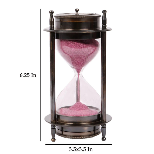 Antique Brass Kelvin and Hughes Sand Timer with Both Side Compass - Exim Décor - Indiakreations