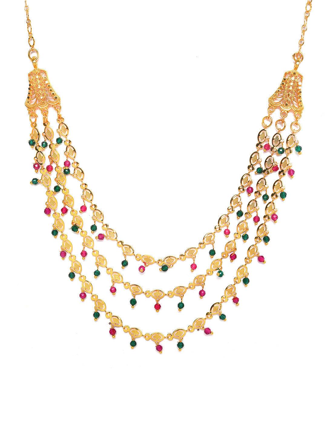 Women's Women Gold-Plated Layered Necklace - Jazz And Sizzle - Indiakreations