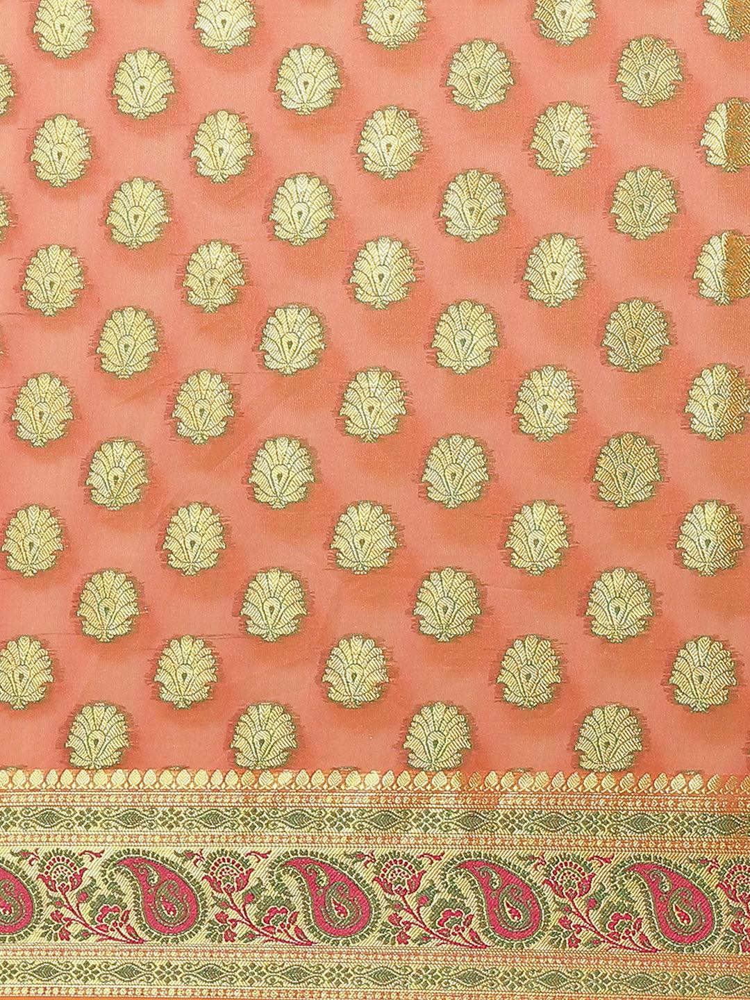 Women's Pink Semi Silk Cutwork Saree - Varanasi - Indiakreations