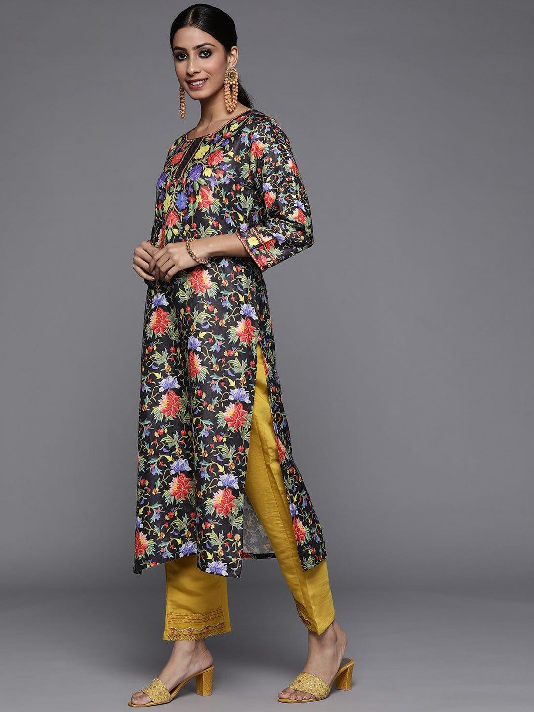 Varanga Woman Pashmina Floral Printed Straight Winter Kurta - Indiakreations