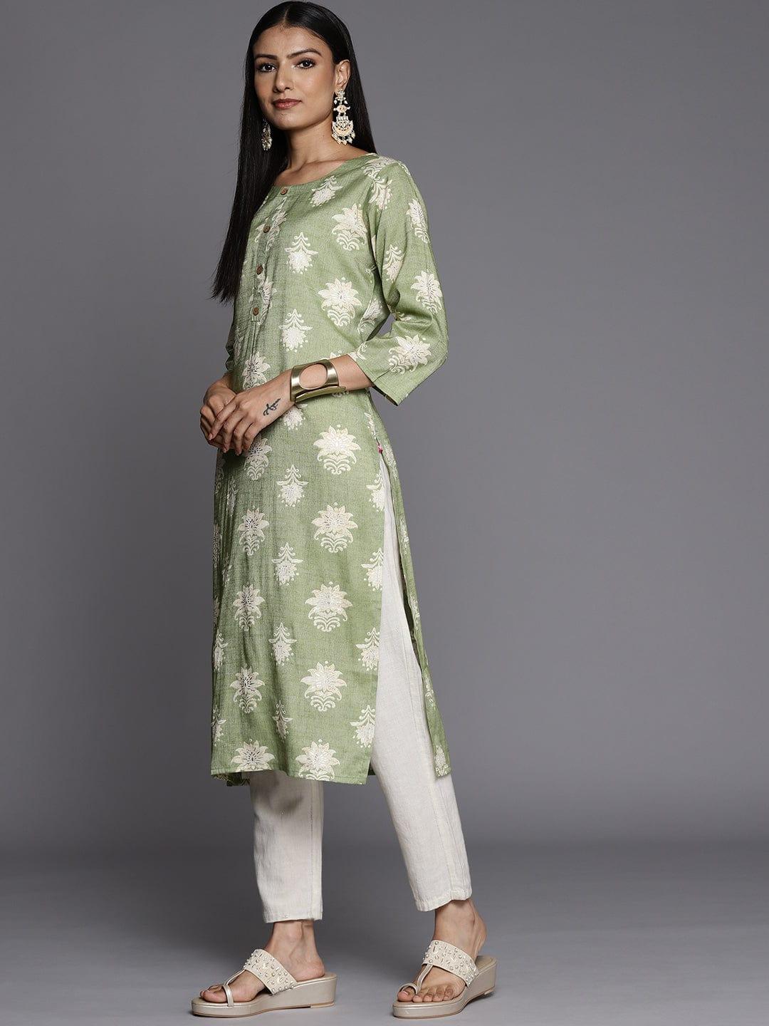 Varanga Women Green Ethnic Motifs Printed Kurta - Indiakreations