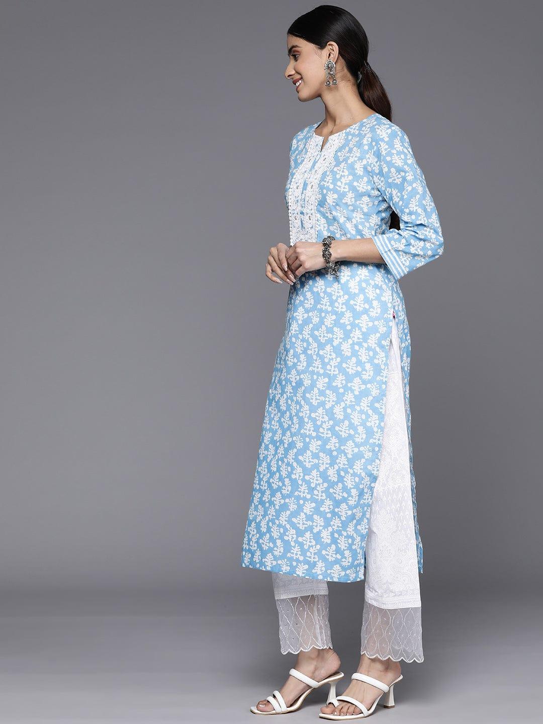 Varanga Dyed Thread Work Cotton Kurta - Indiakreations