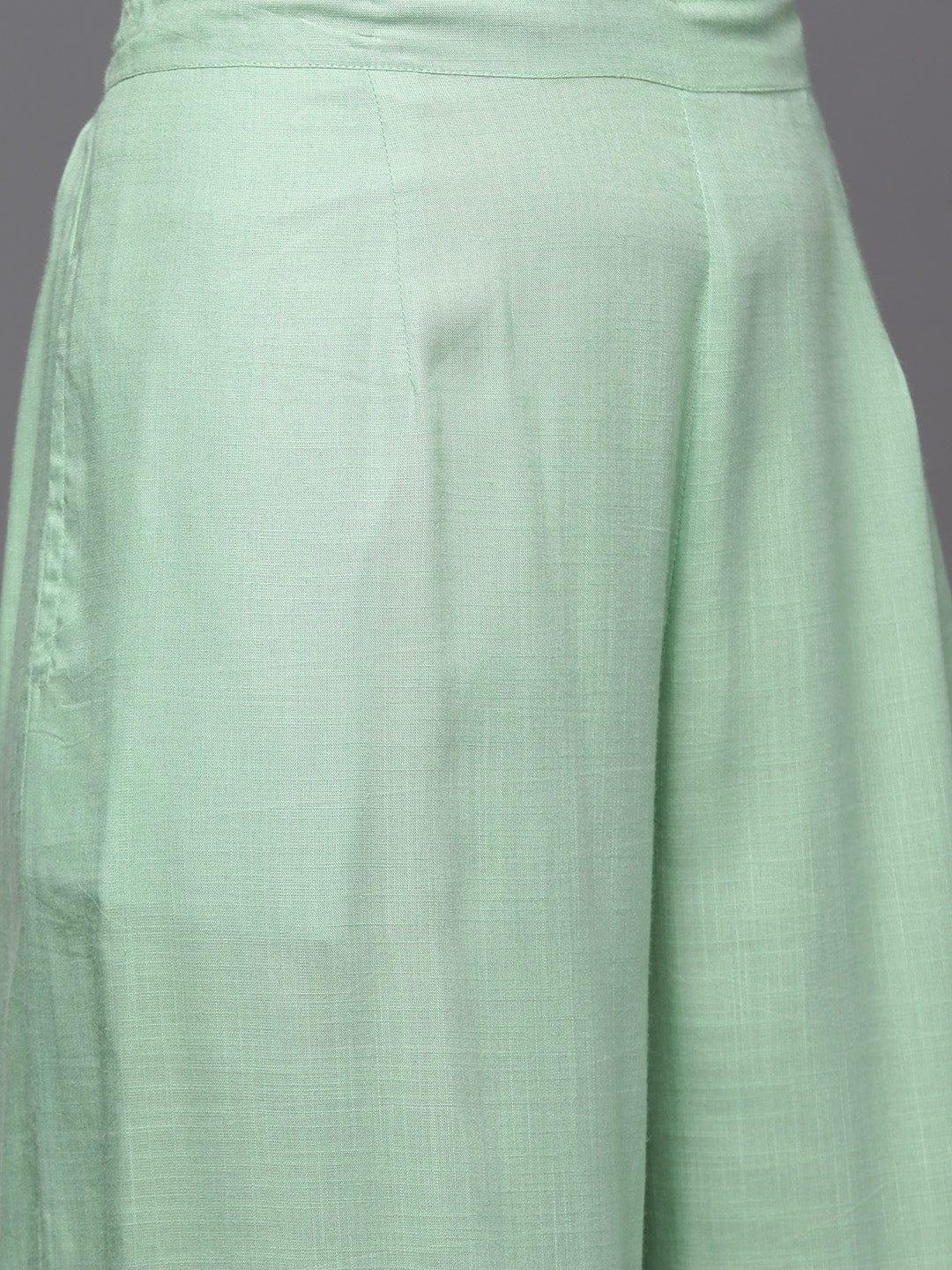 Varanga Women Green Solid Gotta Patti Detail Empire Kurta with Palazzos & With Dupatta - Indiakreations