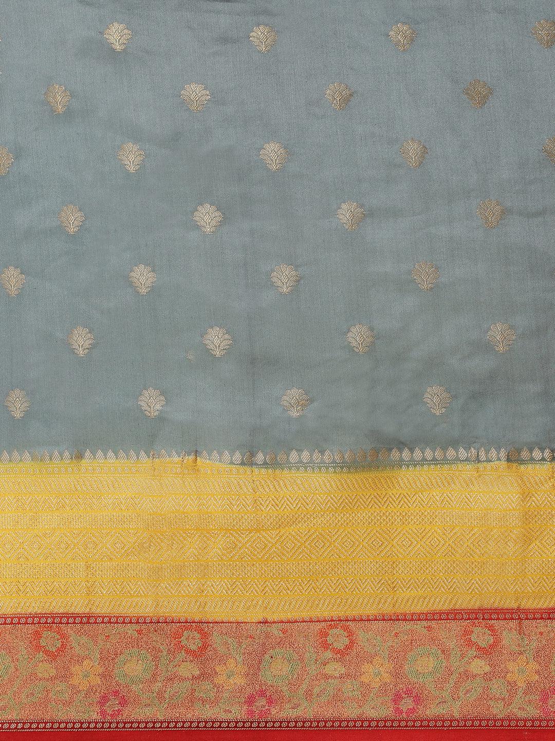 Women's Pure Chinia Silk Jamdaani Saree - Varanasi - Indiakreations