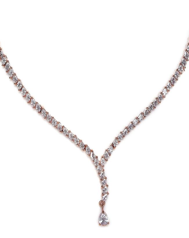 Women's American Diamond Rose Gold Plated Jewellery Set - Jazz And Sizzle - Indiakreations